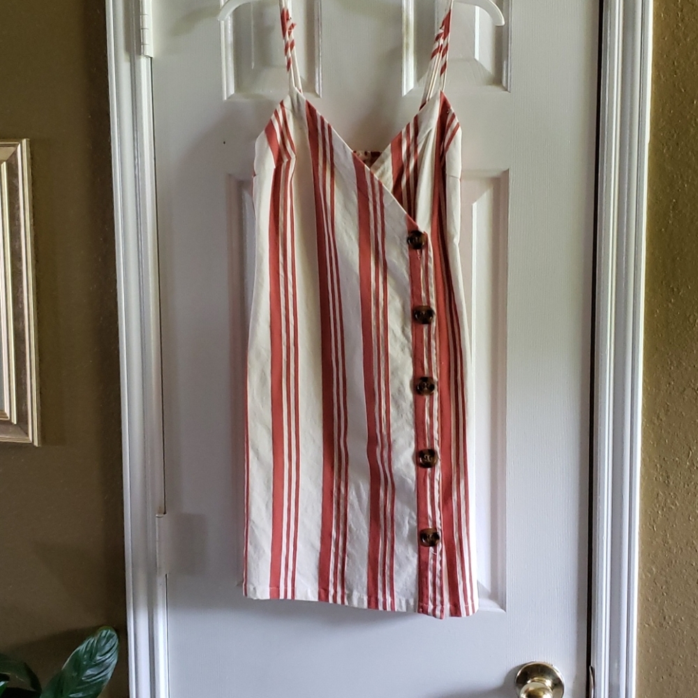 Burnt orange/beige striped sun/mini dress